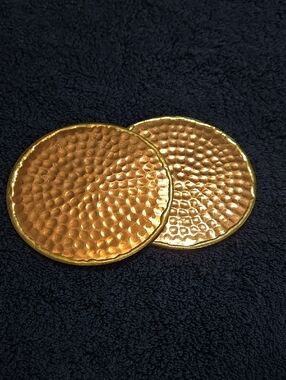Set of 2 GoCraft Hammered Copper Coasters with Padded Cork Bottom 4"